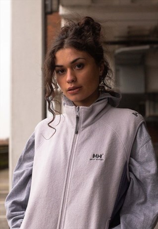 VINTAGE HELLY HANSEN EMBROIDERED LOGO FLEECE GILET IN CREAM