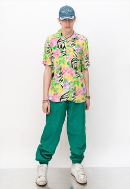 Vintage Y2K vacation boy summer floral shirt in bright tones