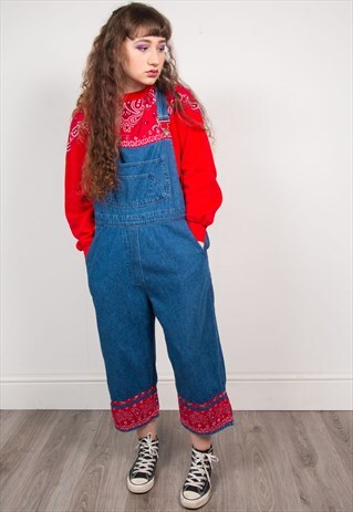 VINTAGE 90'S DENIM BANDANA DUNGAREES