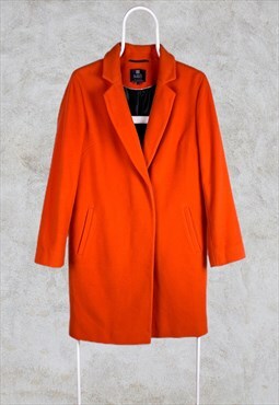 Vintage M&S Orange Wool Coat Marks & Spencer Women's UK 8