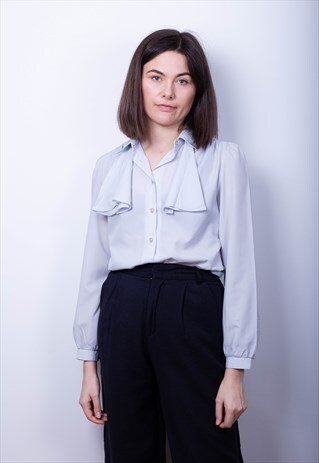 VINTAGE BLOUSE WITH NECK TIE DETAILING