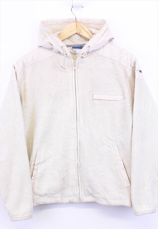 Vintage Reebok Fleece White Zip Up Hooded With Sleeve Logo