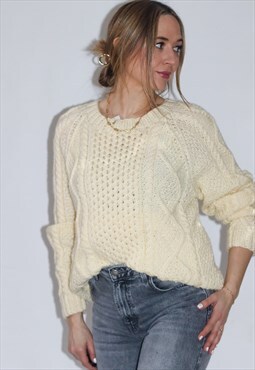 Hand Knitted Irish Wool Aran Slouchy Jumper