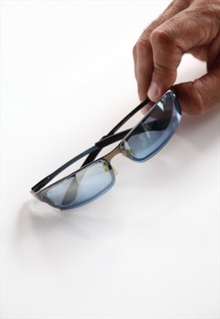 VINTAGE SILVER FRAME, BLUE LENSES