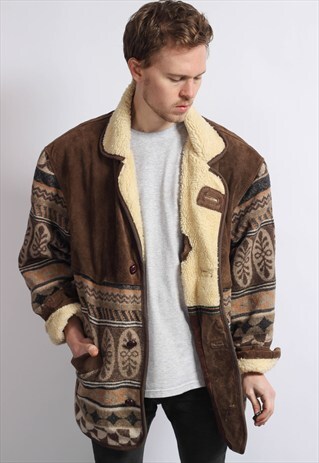 VINTAGE OVERSIZED AZTEC SHERPA JACKET