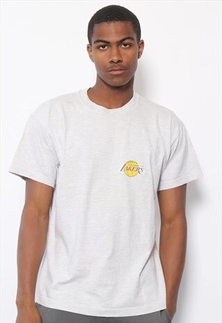 VINTAGE NBA LAKERS LOGO T-SHIRT GREY