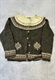 EDDIE BAUER KNITTED CARDIGAN ABSTRACT PATTERNED CHUNKY KNIT