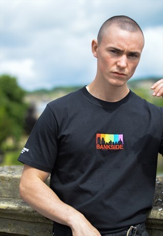 PRIDE SKYLINE BLACK EMBROIDERED T-SHIRT
