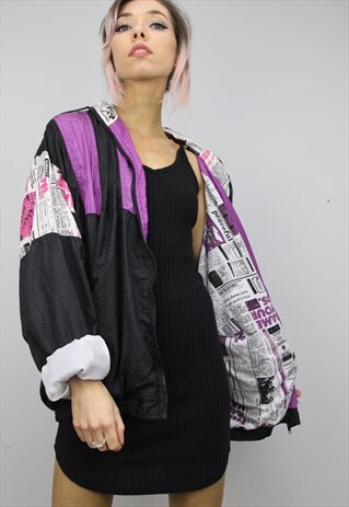 VINTAGE 80S/90S OVERSIZED COLOURFUL SHELL SUIT JACKET