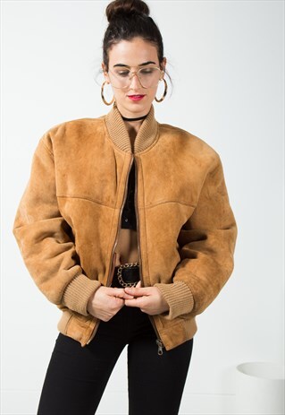 VINTAGE BOMBER LEATHER SHEEPSKIN JACKET / S118
