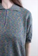 VINTAGE 80S KNITTED SHIRT, MULTICOLOR FUNKY SWEATER LARGE 