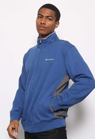 VINTAGE CHAMPION LOGO FULL ZIP SWEATSHIRT BLUE
