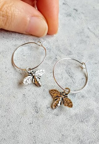 MINI BEE HOOP EARRINGS