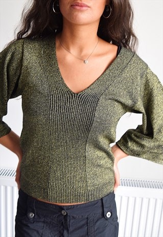 VINTAGE V NECK JUMPER GOLD & BLACK