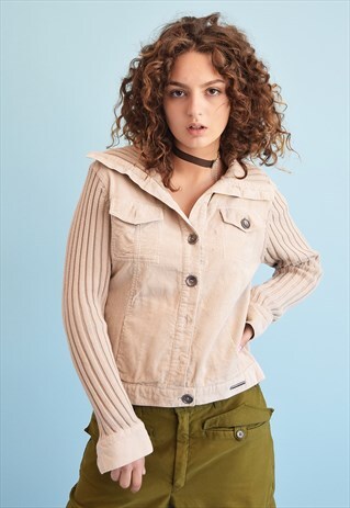 90'S RETRO NEUTRAL CORDUROY & KNIT TEEN JACKET