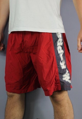VINTAGE KAPPA SHORTS IN RED WITH POCKETS, PRINTED LOGO AND D