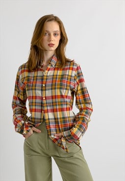 Ralph Lauren Checked Blake Cotton Logo Long Shirt 7308