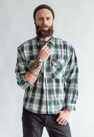 VINTAGE 80S GRUNGE CHECKERED SHIRT IN LONG SLEEVE