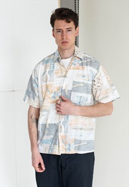 Vintage 90s Grunge Short Sleeve Abstract Shirt in Pastel M