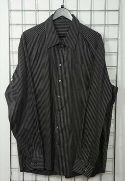Vintage 90s Shirt Striped Grey Size XL 