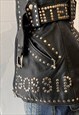 VINTAGE 90S PUNK LEATHER VEST IN BLACK WITH STUDS