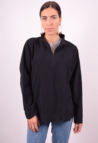REEBOK WOMENS VINTAGE FLEECE JUMPER LARGE BLACK 90'S