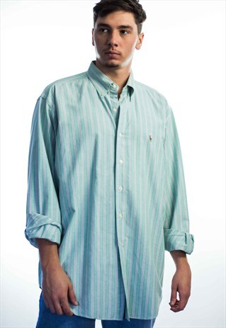 VINTAGE POLO RALPH LAUREN PASTEL LOGO SHIRT 90S XL 14.3
