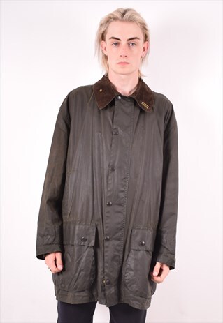 BARBOUR MENS VINTAGE WAX COTTON JACKET XL KHAKI 90S