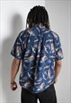 VINTAGE CRAZY PATTERNED HAWAIIAN SHIRT BLUE