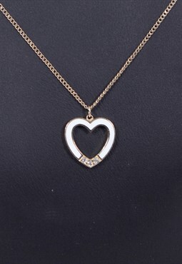 Vintage Enamel Heart Pendant Necklace