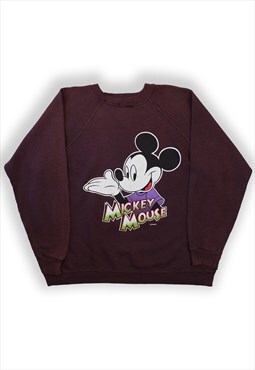 Disney Vintage Mickey Mouse Maroon Sweatshirt Womens