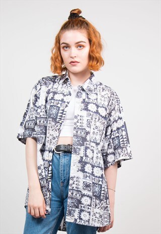 VINTAGE 90'S WAVEY PATTERN SHORT SLEEVE SHIRT