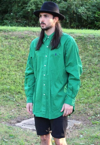 VINTAGE 90S POLO RALPH LAUREN LONG SLEEVE SHIRT - L/XL RARE