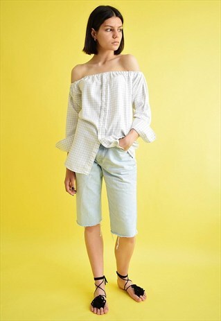 90'S RETRO MINIMALIST CUSTOMIZED OPEN SHOULDER SCANDI SHIRT