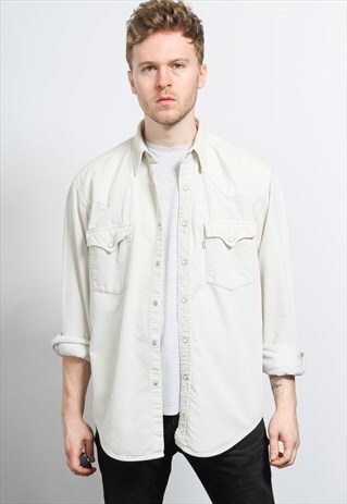 VINTAGE LEVI'S CORDUROY CORD SHIRT CREAM