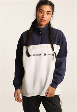 90S FILA EMBROIDERED LOGO 1/4 ZIP SWEATSHIRT