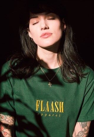 SHORT SLEEVE T-SHIRT IN DARK GREEN WITH EMBROIDERED LOGO
