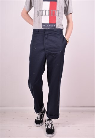 DICKIES MENS VINTAGE TROUSERS W36 L31 BLUE 90S