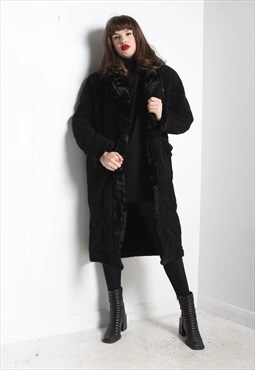Vintage Afghan Suede Sherpa Jacket Long Black