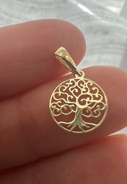 Eternal Growth: Real 9ct Yellow Gold Tree of Life Round Pend