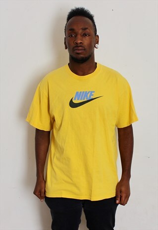 VINTAGE YELLOW NIKE SPORTS T-SHIRT LARGE