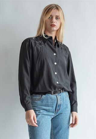 VINTAGE 70S BOHO WESTERN SHIRT WITH EMBROIDERY