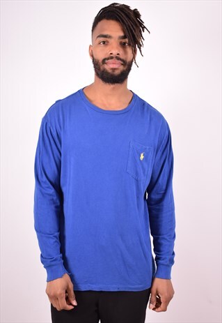 POLO RALPH LAUREN MENS VINTAGE TOP LONG SLEEVE MEDIUM 90S