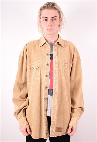 GANT MENS VINTAGE CORDUROY SHIRT MEDIUM KHAKI 90S