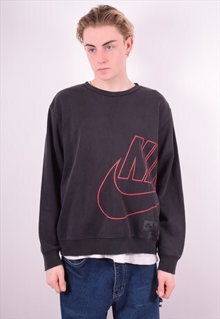 NIKE MENS VINTAGE SWEATSHIRT JUMPER MEDIUM BLACK 90'S