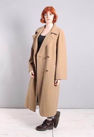 VINTAGE 80S AQUASCUTUM CAMEL LONG WOOL COAT