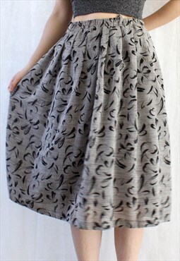 Vintage Maxi Skirt Black Pattern L T601.2