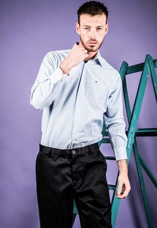 VINTAGE BLUE STRIPED TOMMY HILFIGER SHIRT