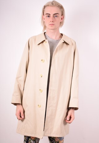 BURBERRY MENS VINTAGE COAT LARGE BEIGE 90S