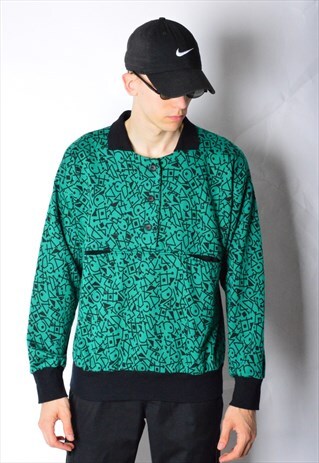 VINTAGE 70S GREEN GRAPHIC SWEATSHIRT